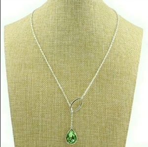 Silvertone Emerald Lariat